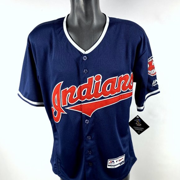 CLEVELAND INDIANS #13 Omar VIZQUEL VAUGHN Jersey Sewn Numbers & Logos BLUE - Picture 5 of 8
